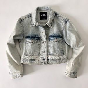 ZARA CROPPED DENIM JACKET IN ACID WASH